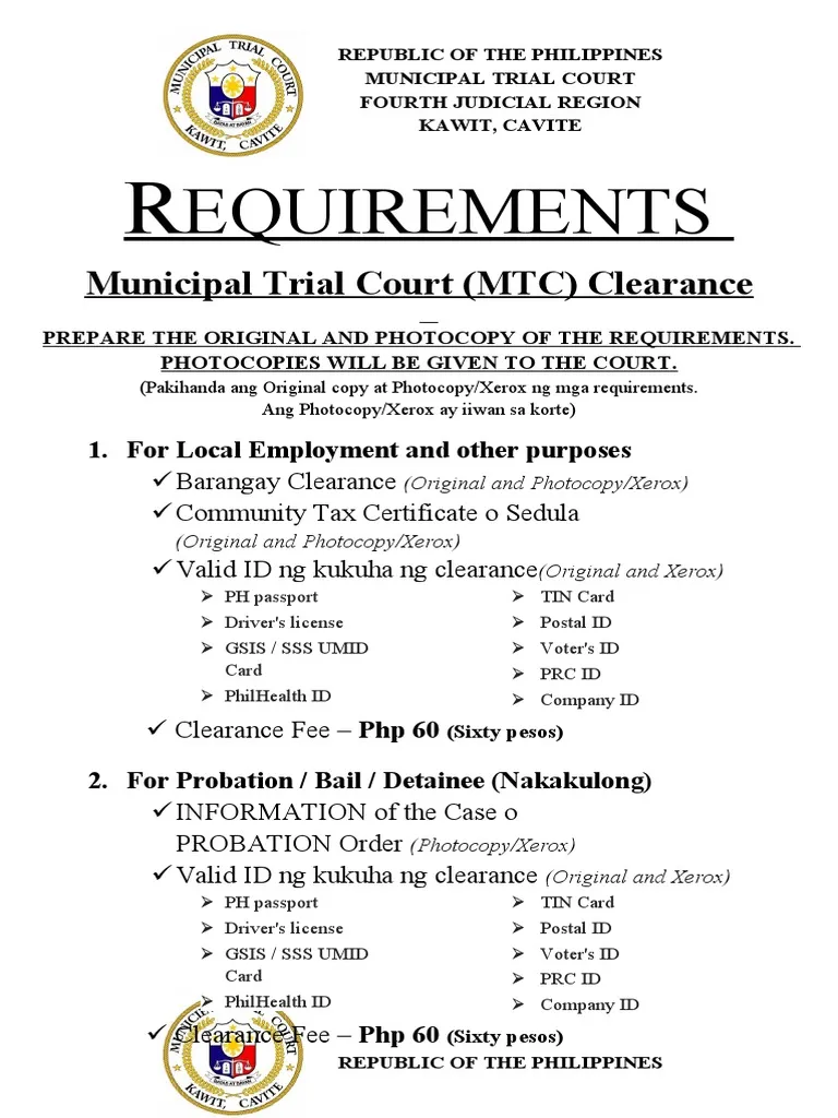 MTC Clearance Online in the Philippines | Requirements and Application Process 2025 2 Requirements for mtc