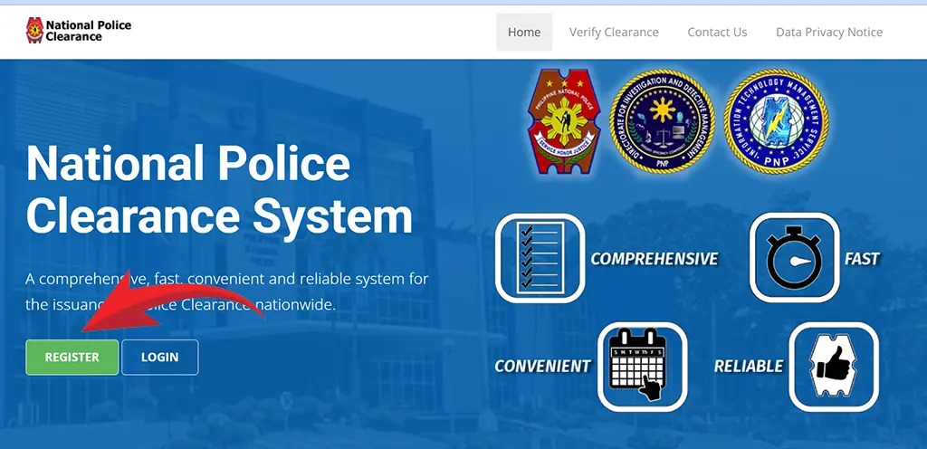 Home 2 police clearance online Registration