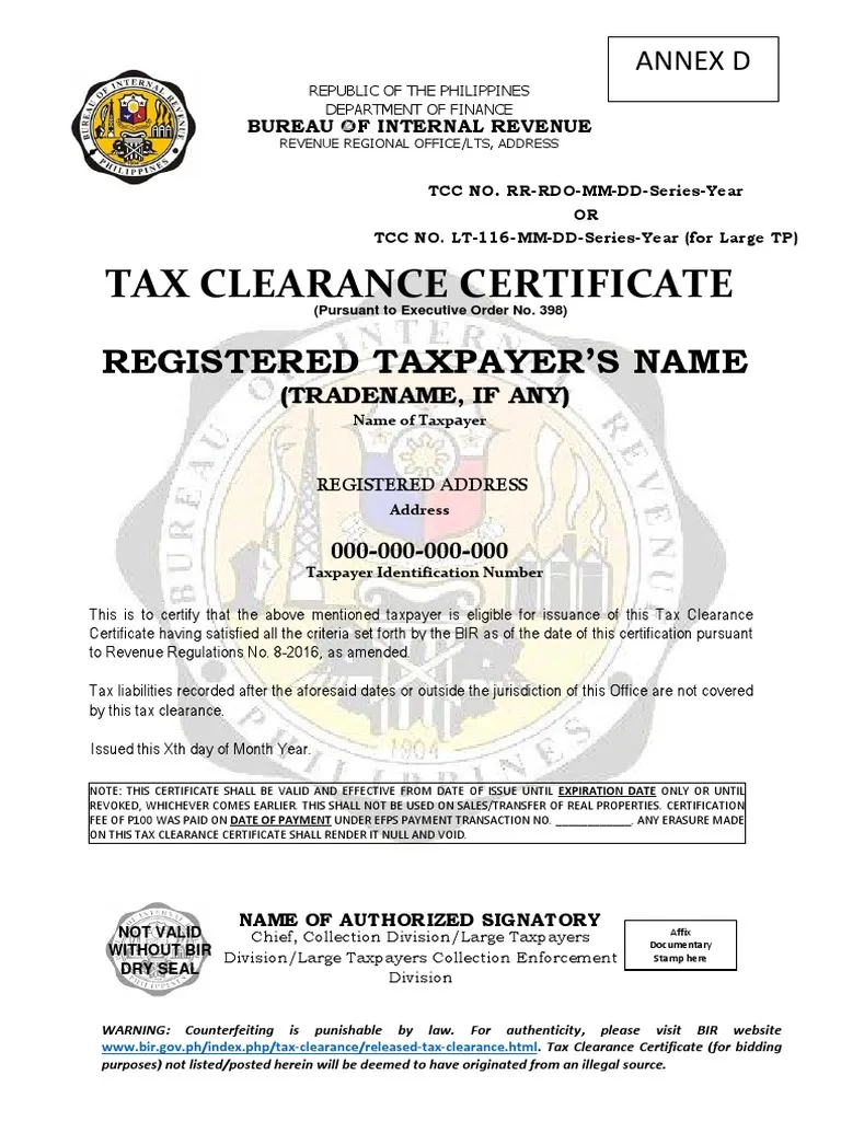 Tax Clearance Certificate in Philippines | How To Apply? 3 certificate for tax clearance